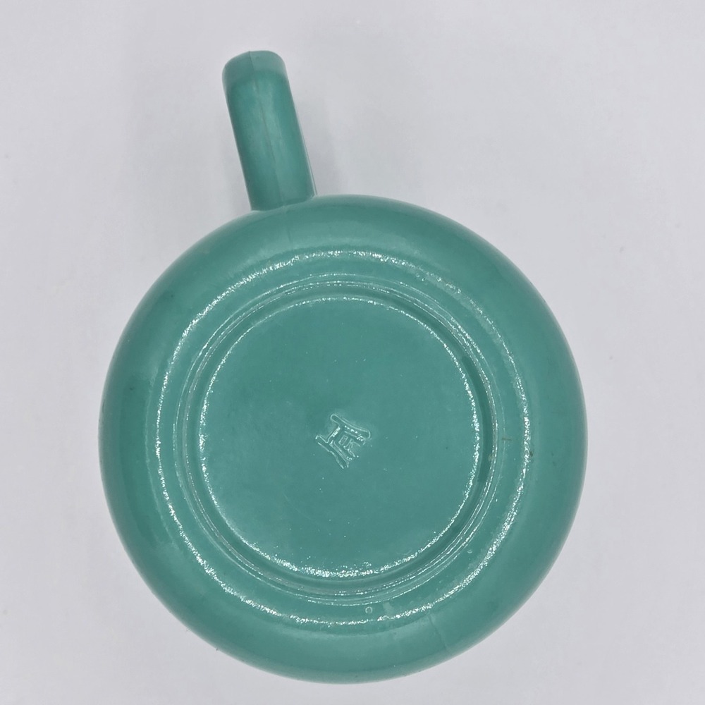 Vintage Hazel Atlas Milk Glass Cup Mug Teal Green Turquoise 3" D Handle Vtg MCM - Picture 5 of 6